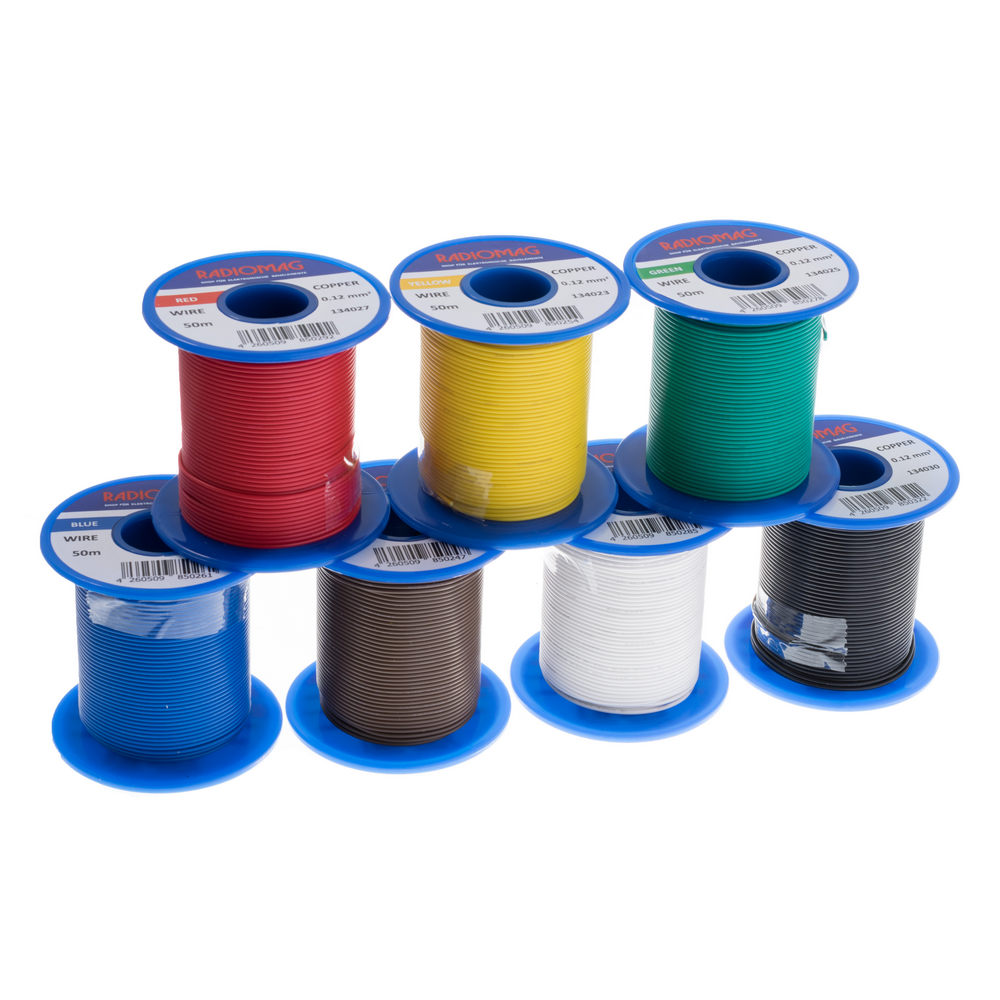 Litzensortiment 0,12mm² Kupfer PVC 7-farbig 50m Spulen Litzensortiment 0,12mm² Kupfer PVC 7-farbig 50m Spulen