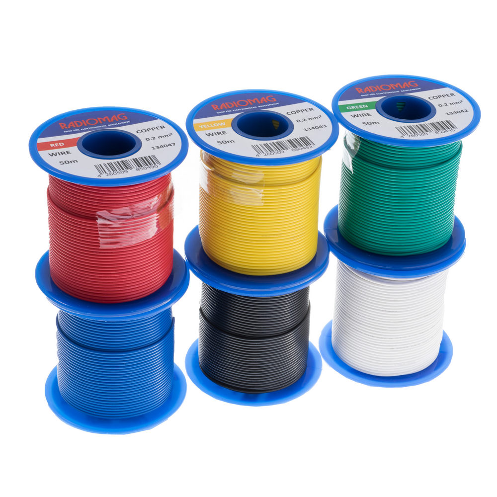 Litzensortiment 0,2mm² Kupfer PVC 6-farbig 50m Spulen