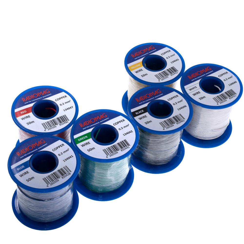 Litzensortiment 0,2mm² Kupfer PVC 6-farbig 50m Spulen