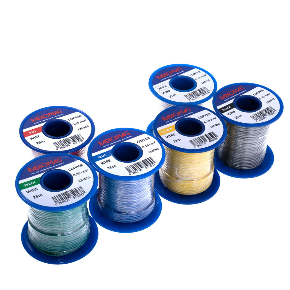 Litzensortiment 0,35mm² Kupfer PVC 6-farbig 25m Spulen