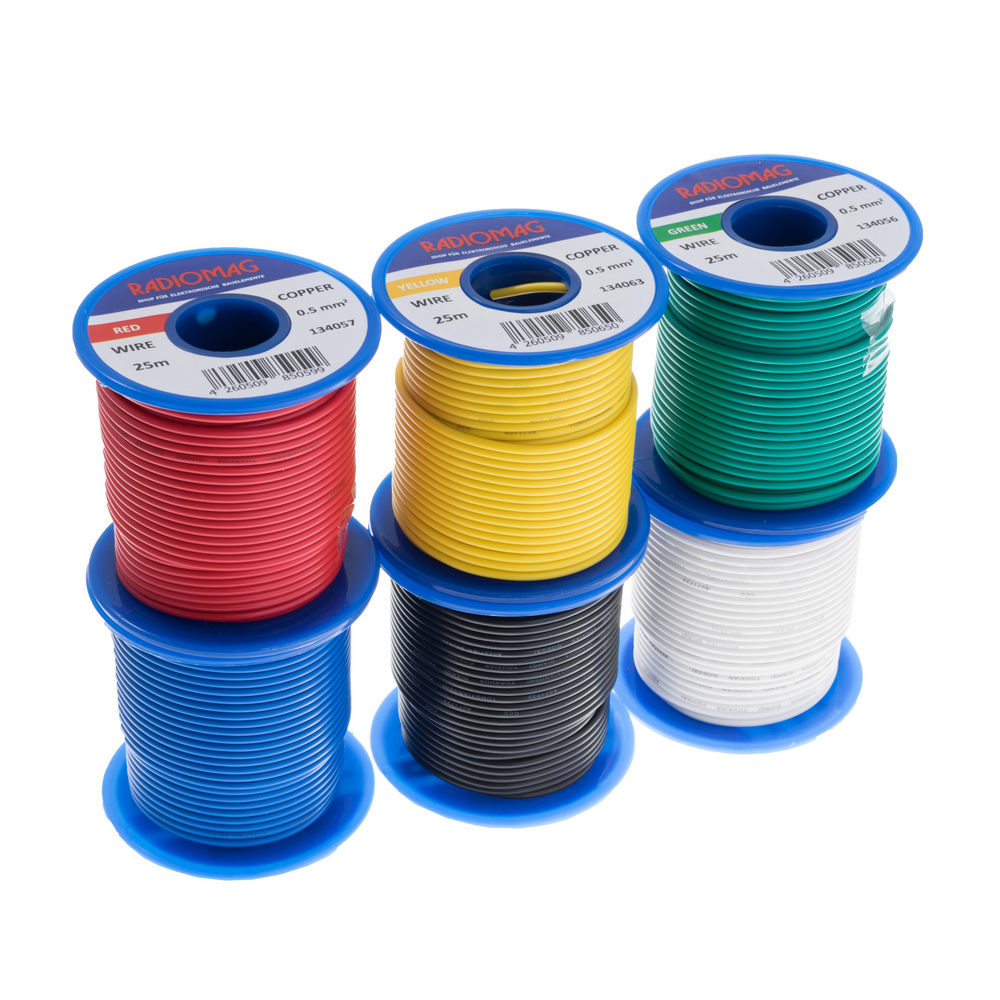 Litzensortiment 0,5mm² Kupfer PVC 6-farbig 25m Spulen