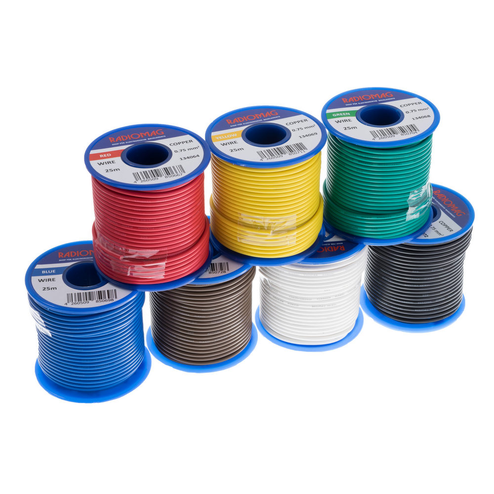 Litzensortiment 0,75mm² Kupfer PVC 7-farbig 25m Spulen Litzensortiment 0,75mm² Kupfer PVC 7-farbig 25m Spulen