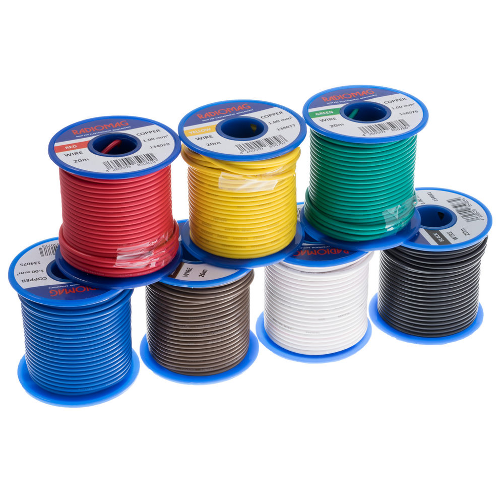 Litzensortiment 1,0mm² Kupfer PVC 7-farbig 20m Spulen Litzensortiment 1,0mm² Kupfer PVC 7-farbig 20m Spulen