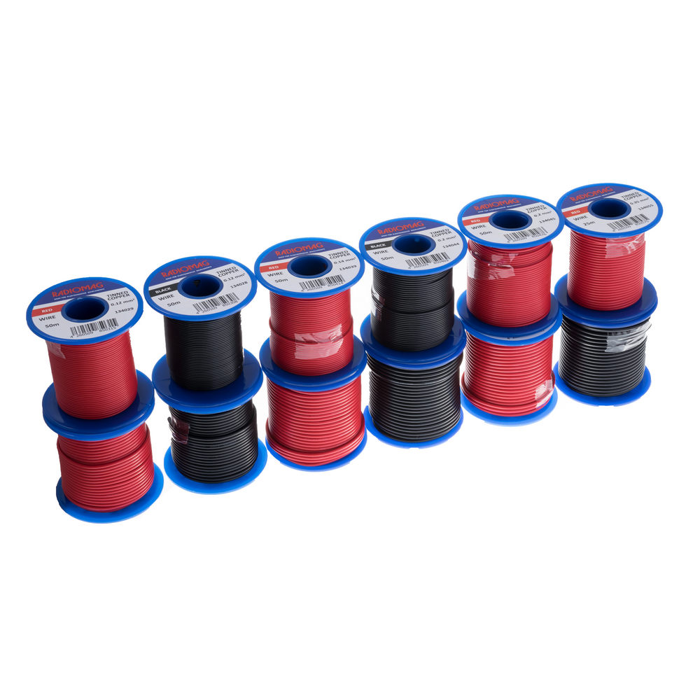 Litzensortiment Kupfer verzinnt 0,12mm² ... 1,0mm² PVC rot/schwarz 13 Spulen Litzensortiment Kupfer verzinnt 0,12mm² ... 1,0mm² PVC rot/schwarz 13 Spulen