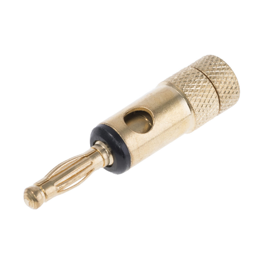 Stecker Banane, schwarz 4mm, vergold. Gehäuse (KLS1-BAP-003-G-B)