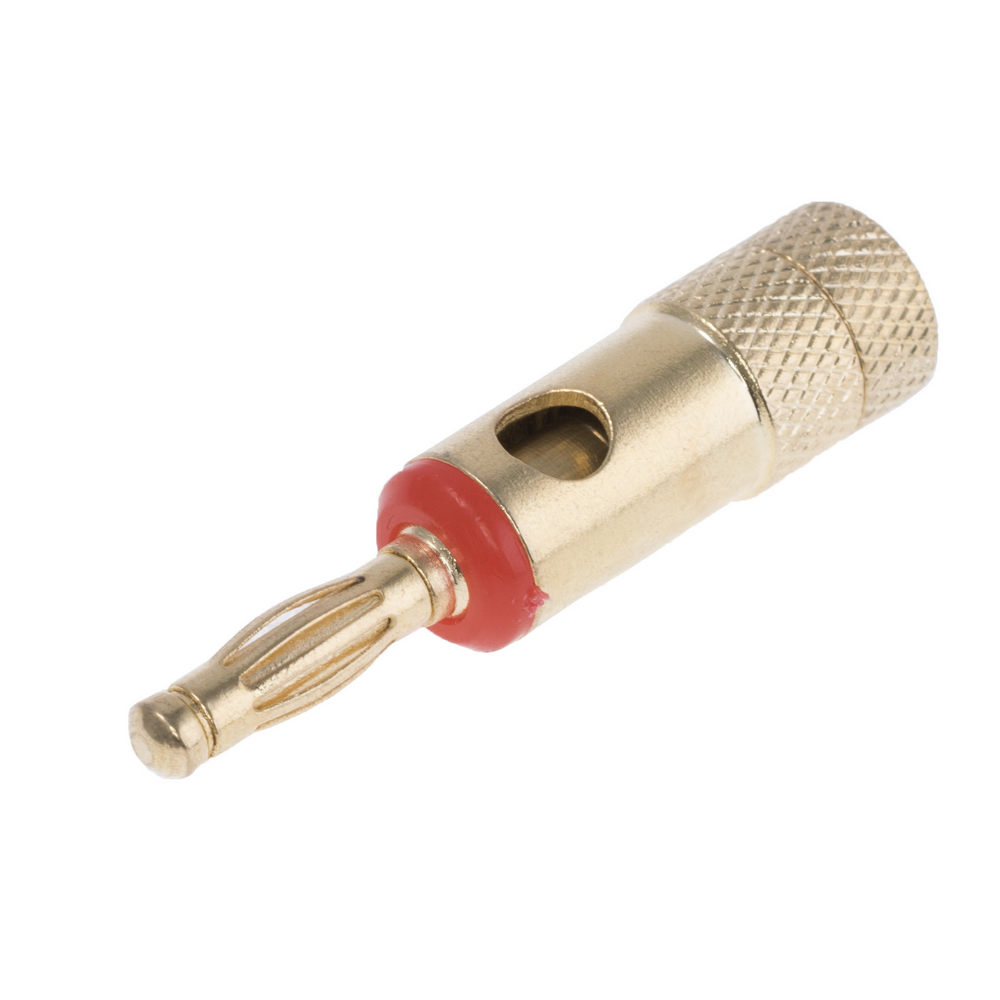 Stecker Banane, rot 4mm, vergold. Gehäuse (KLS1-BAP-003-G-R)