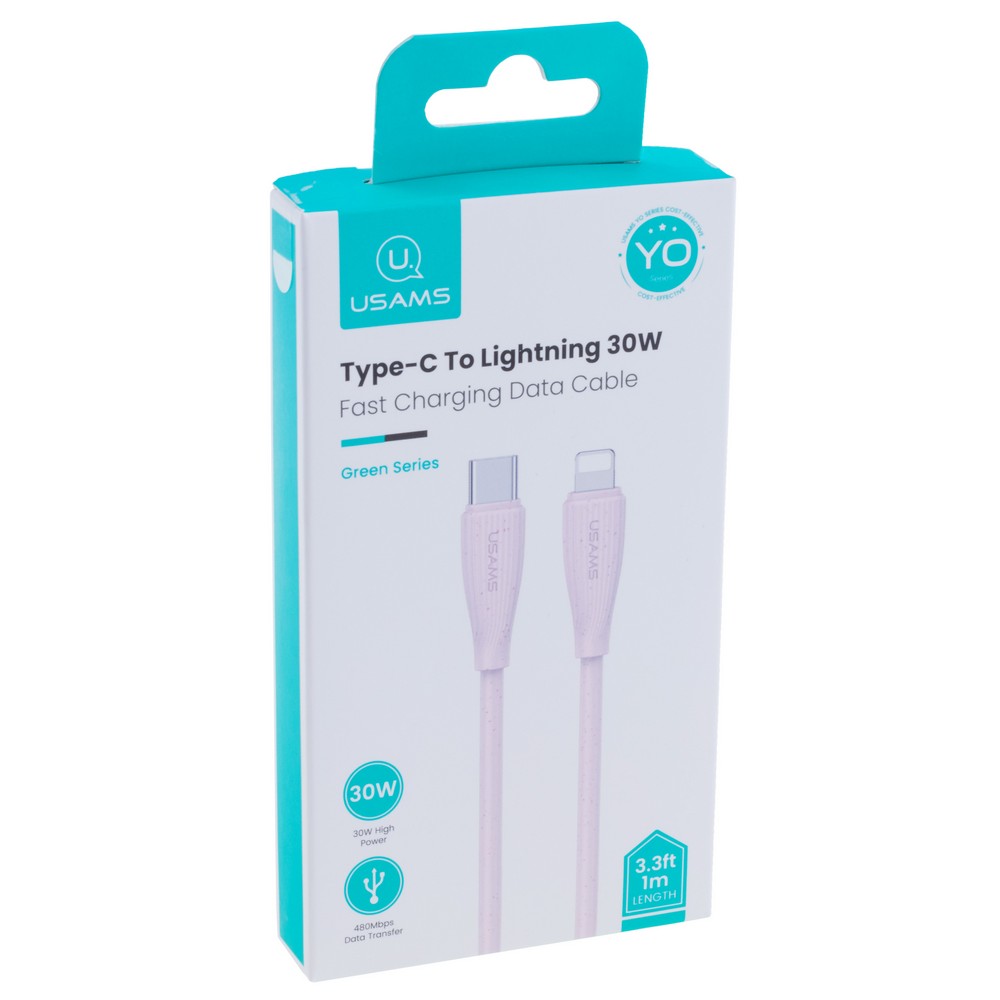 SJ717 Type-C To Lightning 30W Fast Charging Data Cable - Green Series 1M (SJ717USB04 Pink – USAMS)