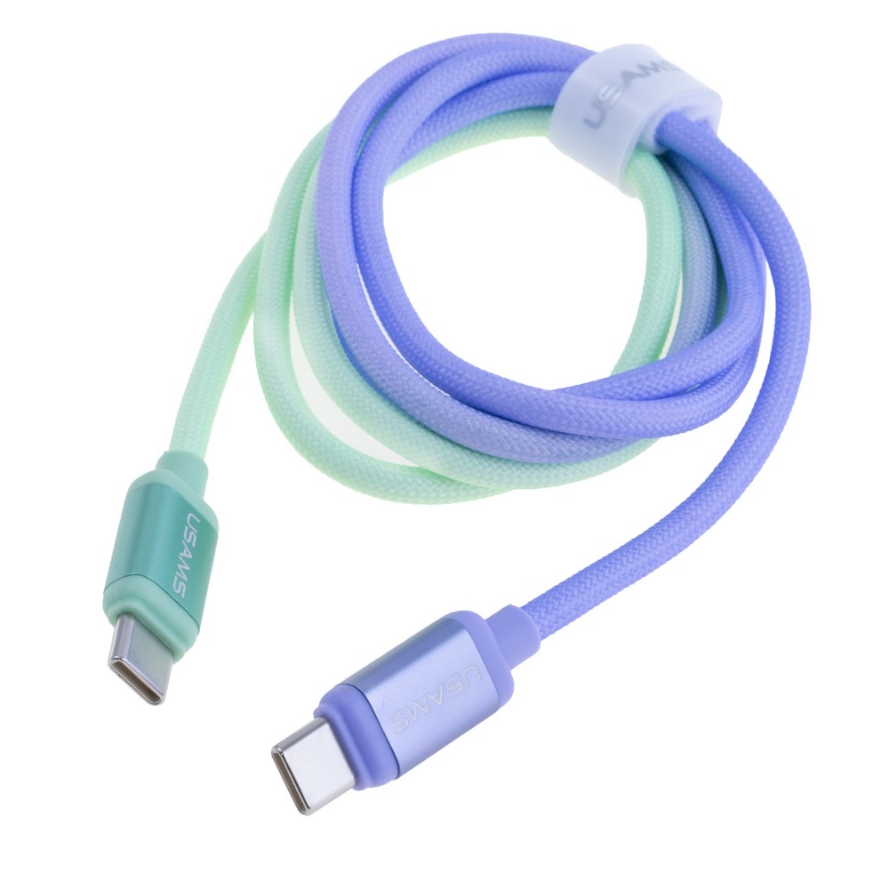 SJ756 PD 60W Aluminum Alloy Fast Charging & Data Cable Type-C To Type-C- Bicolor Series 1.2m (SJ756USB02 Green & Purple – USAMS)