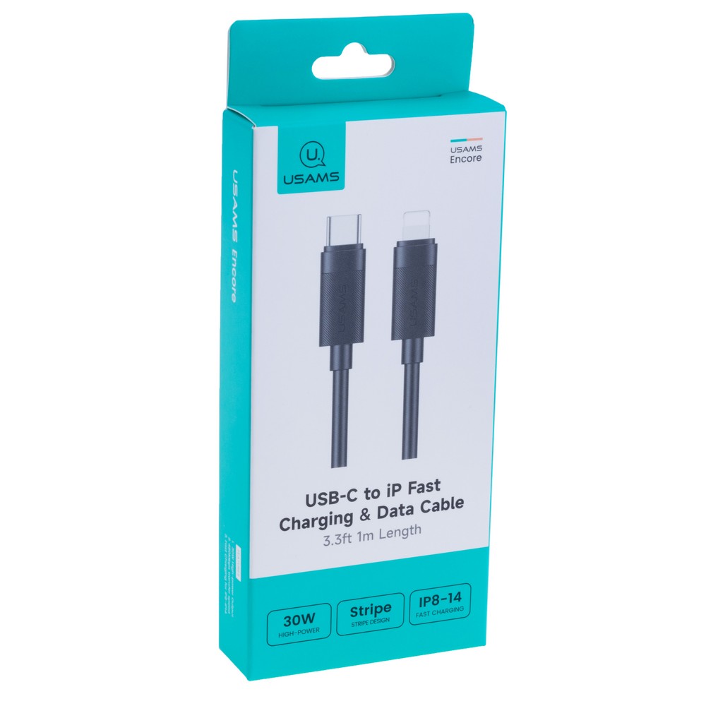 SJ781 U94 30W USB-C to iP Fast Charging & Data Cable (SJ781USB01 Black – USAMS)