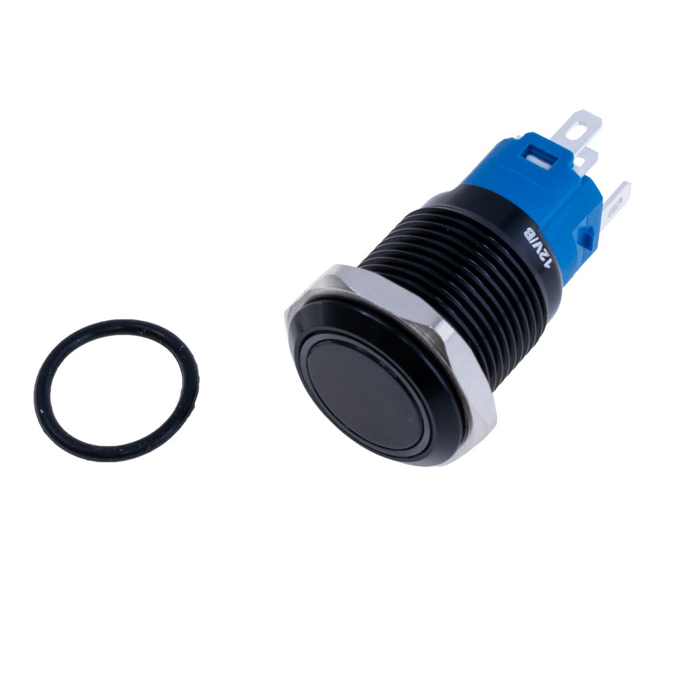 Кнопка антивандальна з фіксацією SPDT з синім підсвічуванням 12V, LAS3-16F- W11EL-A