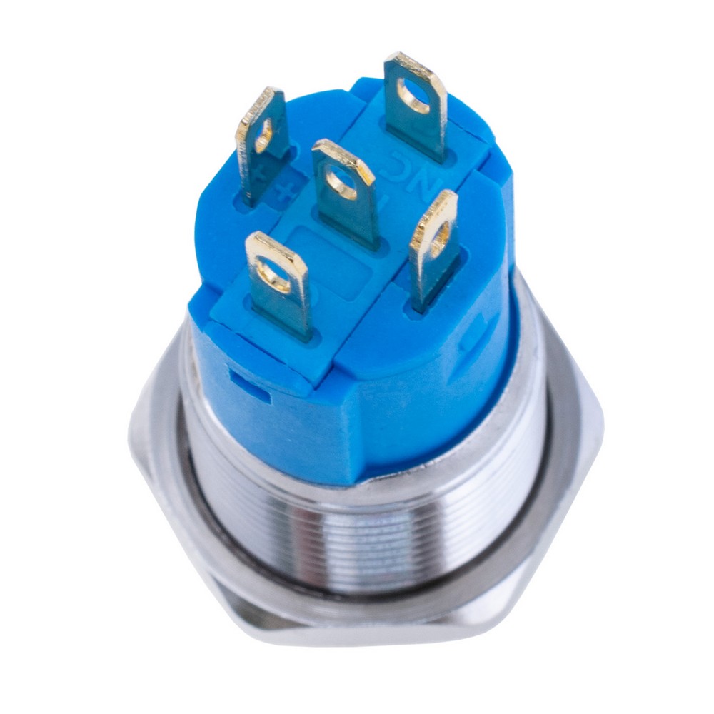 Кнопка антивандальна без фіксації SPDT з зеленим підсвічуванням 12V, LAS3-16F- 11DM/S