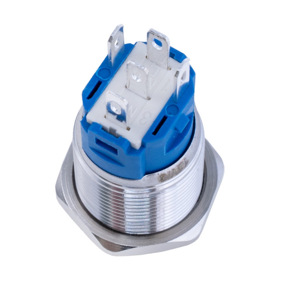 Кнопка антивандальна без фіксації SPDT з зеленим підсвічуванням 12V, LAS3-16F- W11EM-S