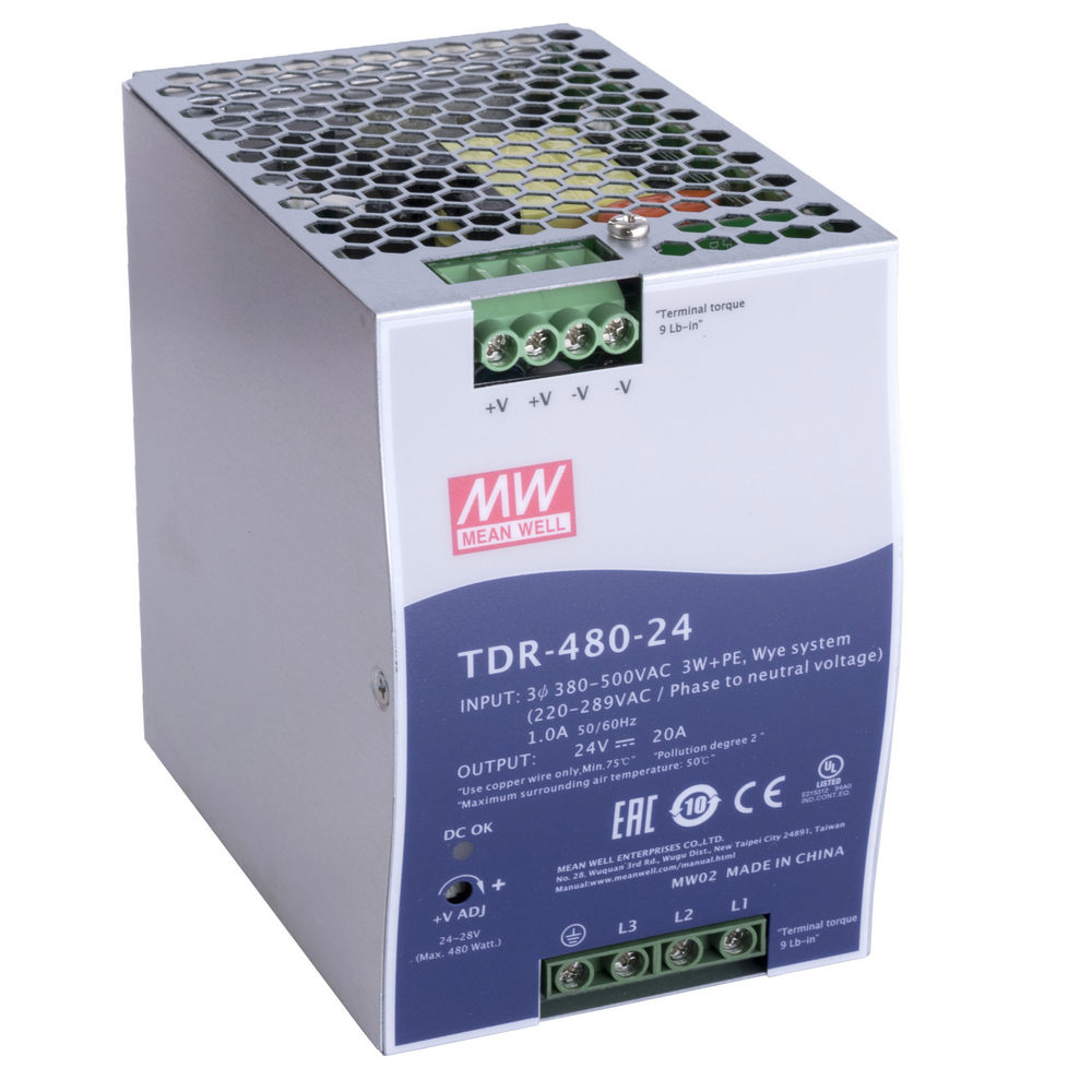 TDR-480-24 Hutschienennetzteil 480W 24V 20A 3-Phasen-Eingang 85,5mm