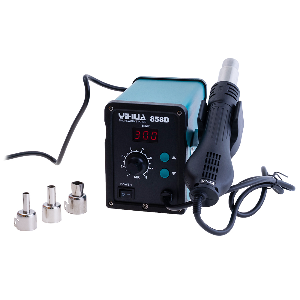 Yihua 858D Heißluftstation SMD Rework Station 650W 100 ° C 0 - 450 ° C 120L/Min LED Anzeige Mikroprozessor gesteuert Yihua 858D Heißluftstation SMD Rework Station 650W 100 ° C 0 - 450 ° C 120L/Min LED Anzeige Mikroprozessor gesteuert