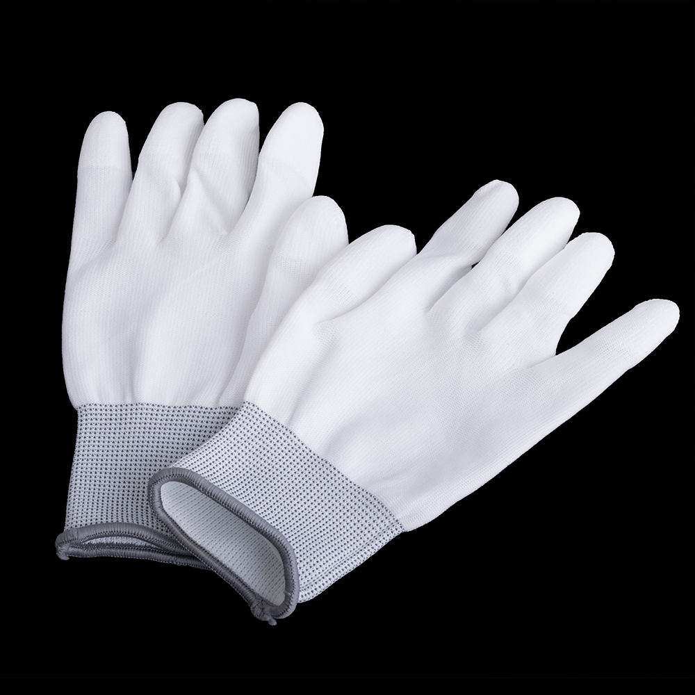 Antistatische Handschuhe Top PU Coated Nylon Gloves size: L white