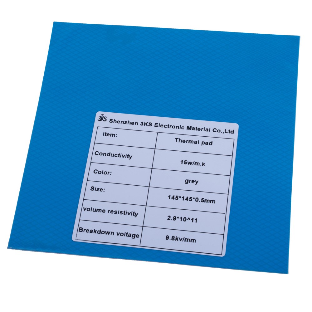 Термопрокладка 0.5mm, 145x145mm, 15W/m.k. колір: сірий 3KS Термопрокладка 0.5mm, 145x145mm, 15W/m.k. колір: сірий 3KS