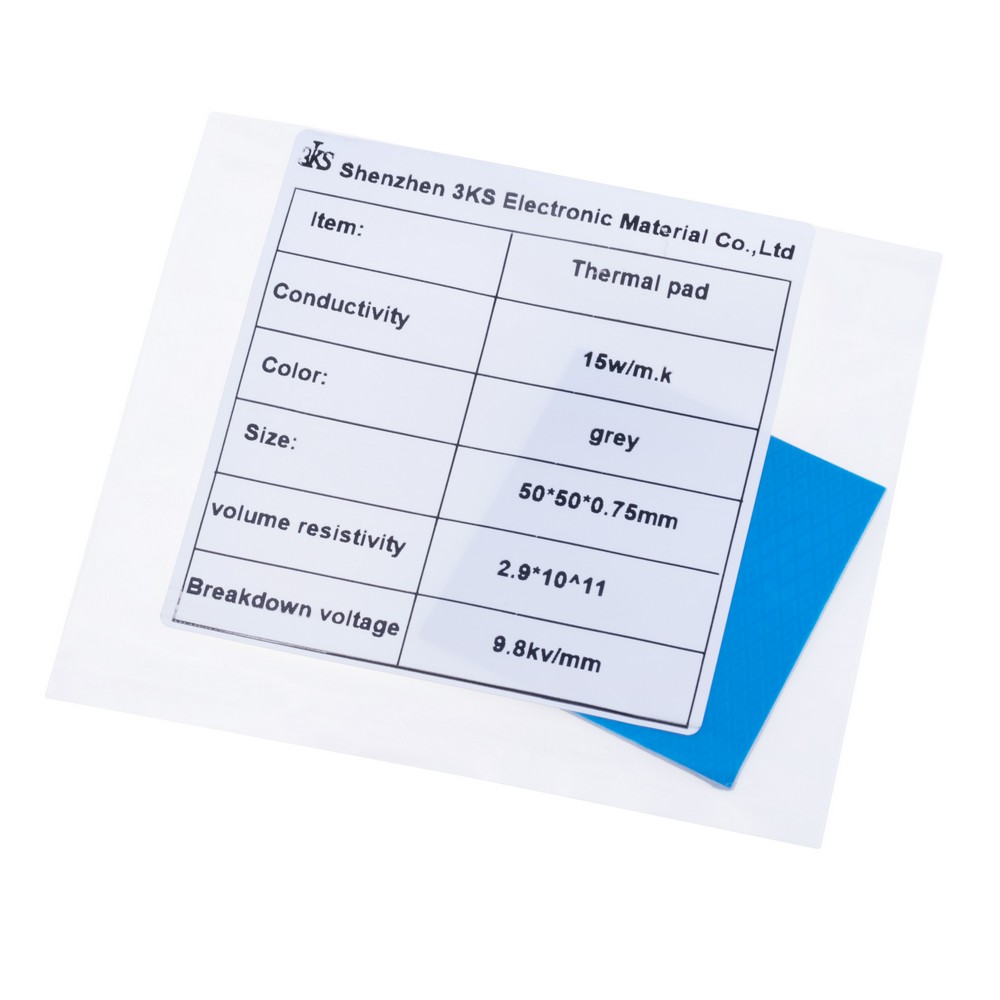 Термопрокладка 0.75mm, 50x50mm, 15W/m.k. колір: сірий 3KS Термопрокладка 0.75mm, 50x50mm, 15W/m.k. колір: сірий 3KS
