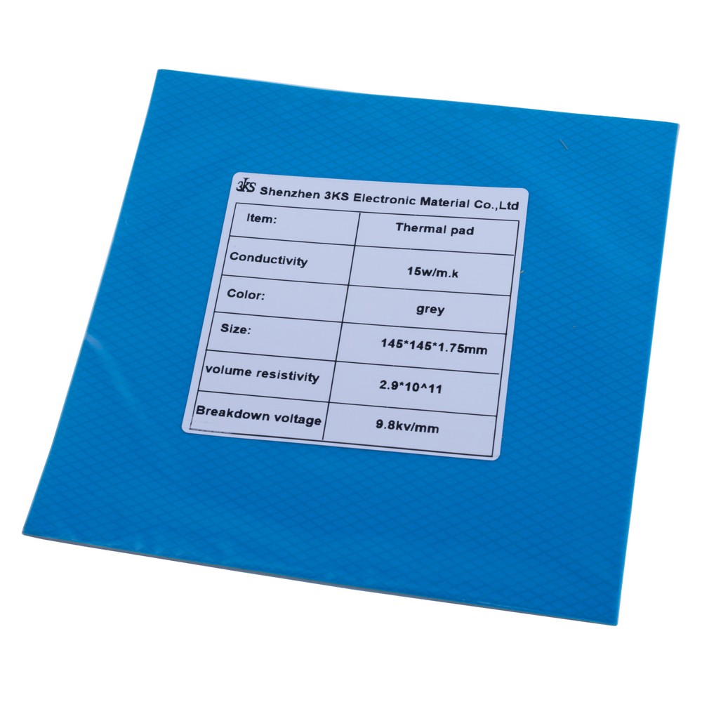 Термопрокладка 1.75mm, 145x145mm, 15W/m.k. колір: сірий 3KS