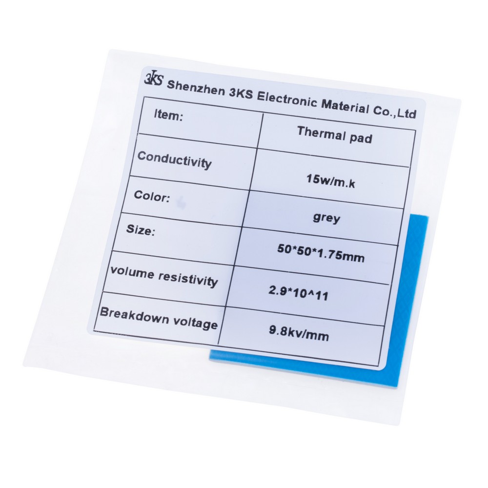 Термопрокладка 1.75mm, 50x50mm, 15W/m.k. колір: сірий 3KS Термопрокладка 1.75mm, 50x50mm, 15W/m.k. колір: сірий 3KS