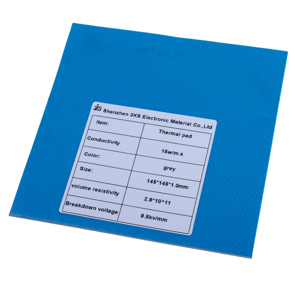 Термопрокладка 1mm, 145x145mm, 15W/m.k. колір: сірий 3KS