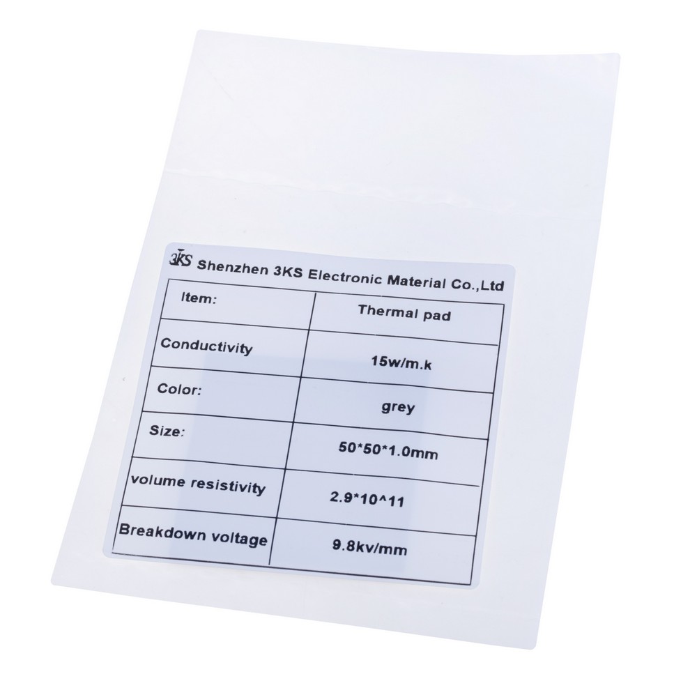 Термопрокладка 1mm, 50x50mm, 15W/m.k. колір: сірий 3KS Термопрокладка 1mm, 50x50mm, 15W/m.k. колір: сірий 3KS