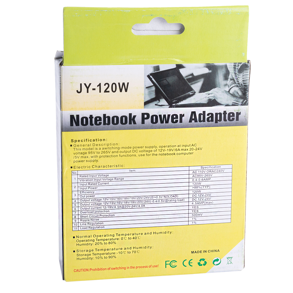 Универсальный блок питания JY-120W 12V/6A, 15V/6A, 16V/6A, 18V/6A, 19V/6A, 20V/6A, 24V/5A