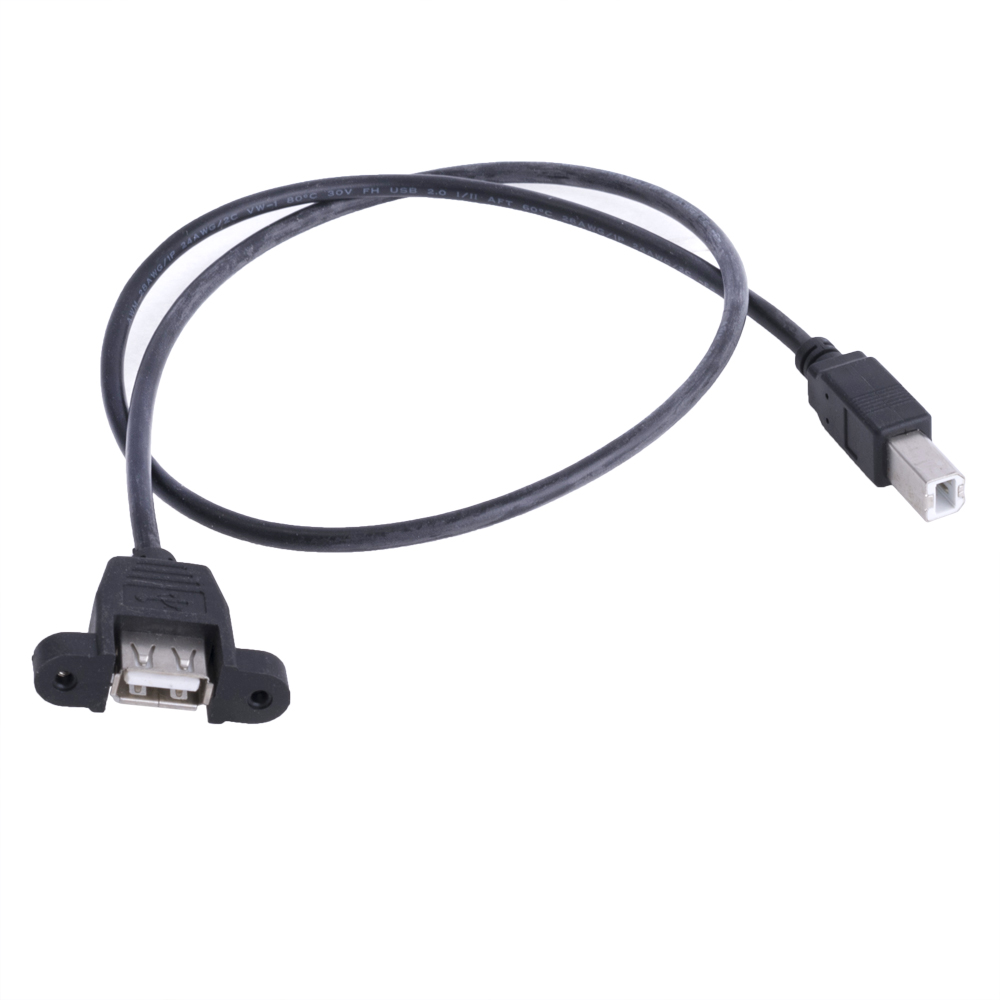 Кабель USB 2.0 AF для монтажа на панель - USB 2.0 BM, 0.6м Кабель USB 2.0 AF для монтажа на панель - USB 2.0 BM, 0.6м