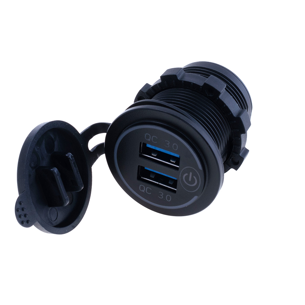 Гніздо USB-A на панель, для живлення з підтримкою QC3.0. Синє Гніздо USB-A на панель, для живлення з підтримкою QC3.0. Синє