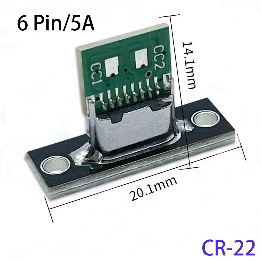 Роз'єм Type-C (6pin/5A, CR-22) на платі на панель