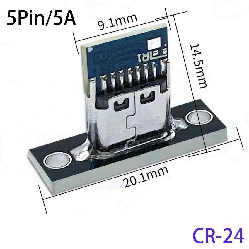 Роз'єм Type-C (5pin/5A, CR-24) на платі на панель