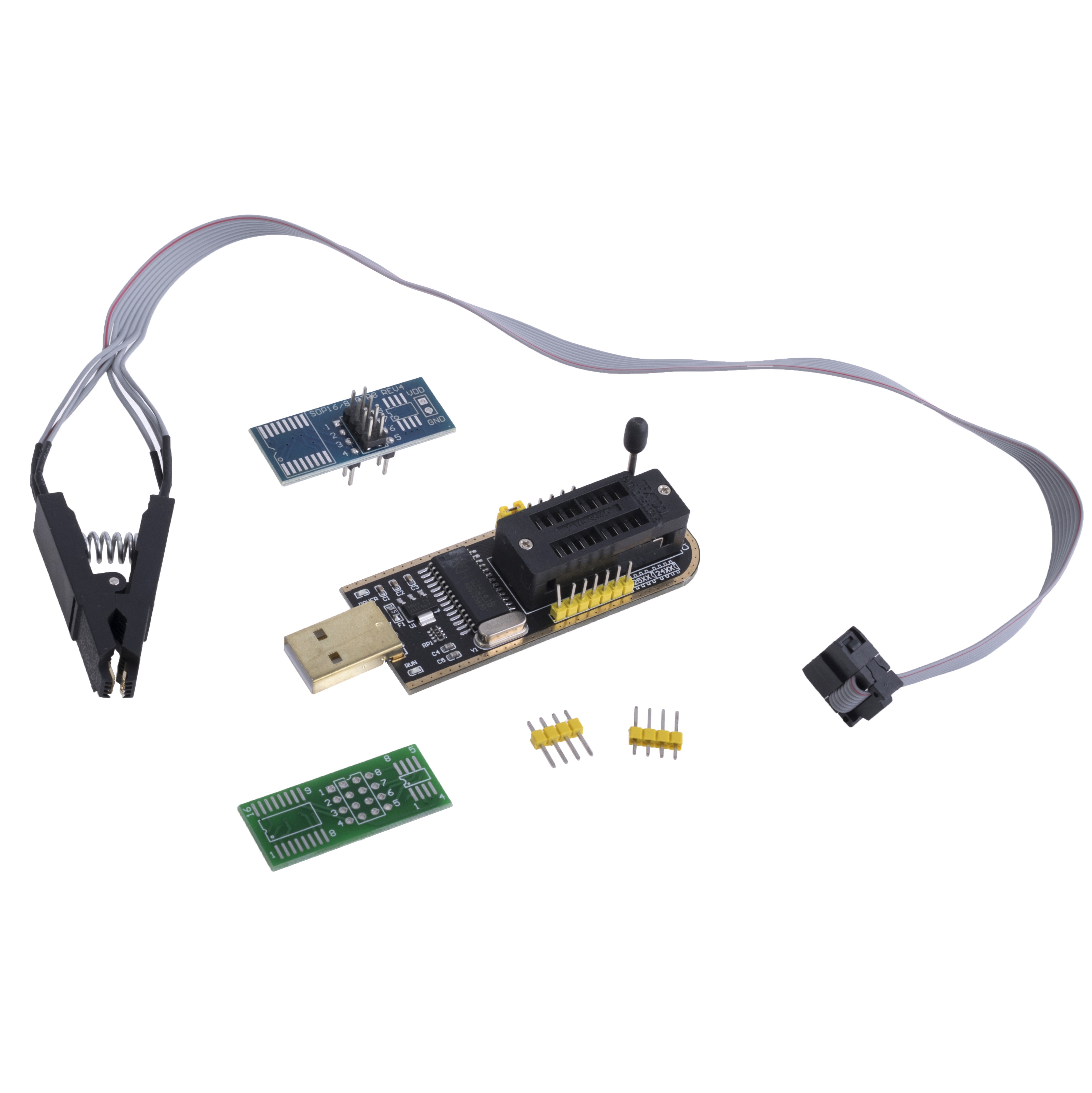 Многофункциональный USB-программатор CH341A + клипса для программирования SO-8 внутриплатно