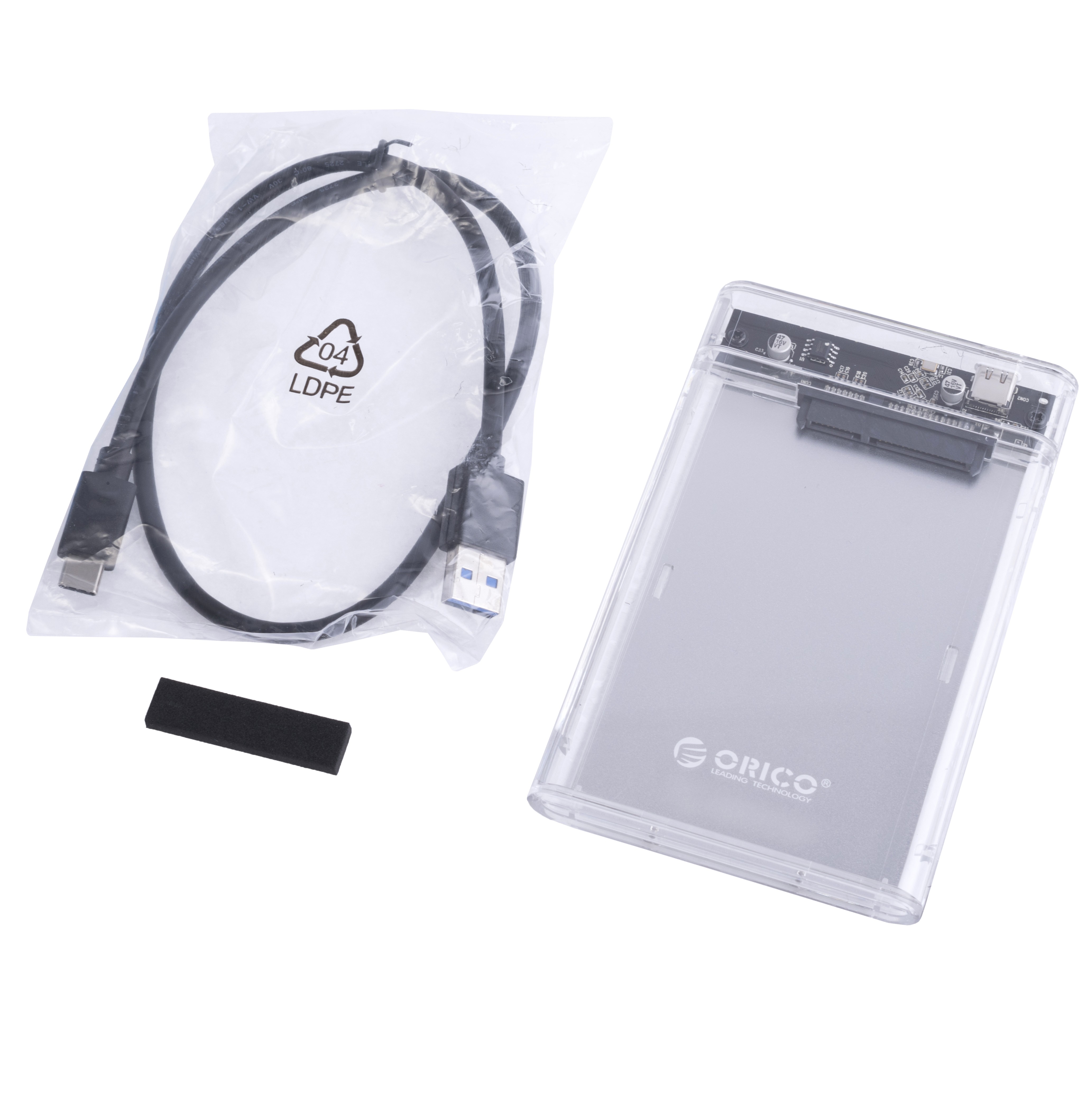 Внешний бокс USB-C для HDD/SSD 2,5" SATA (Orico - 2179C3, прозрачный)