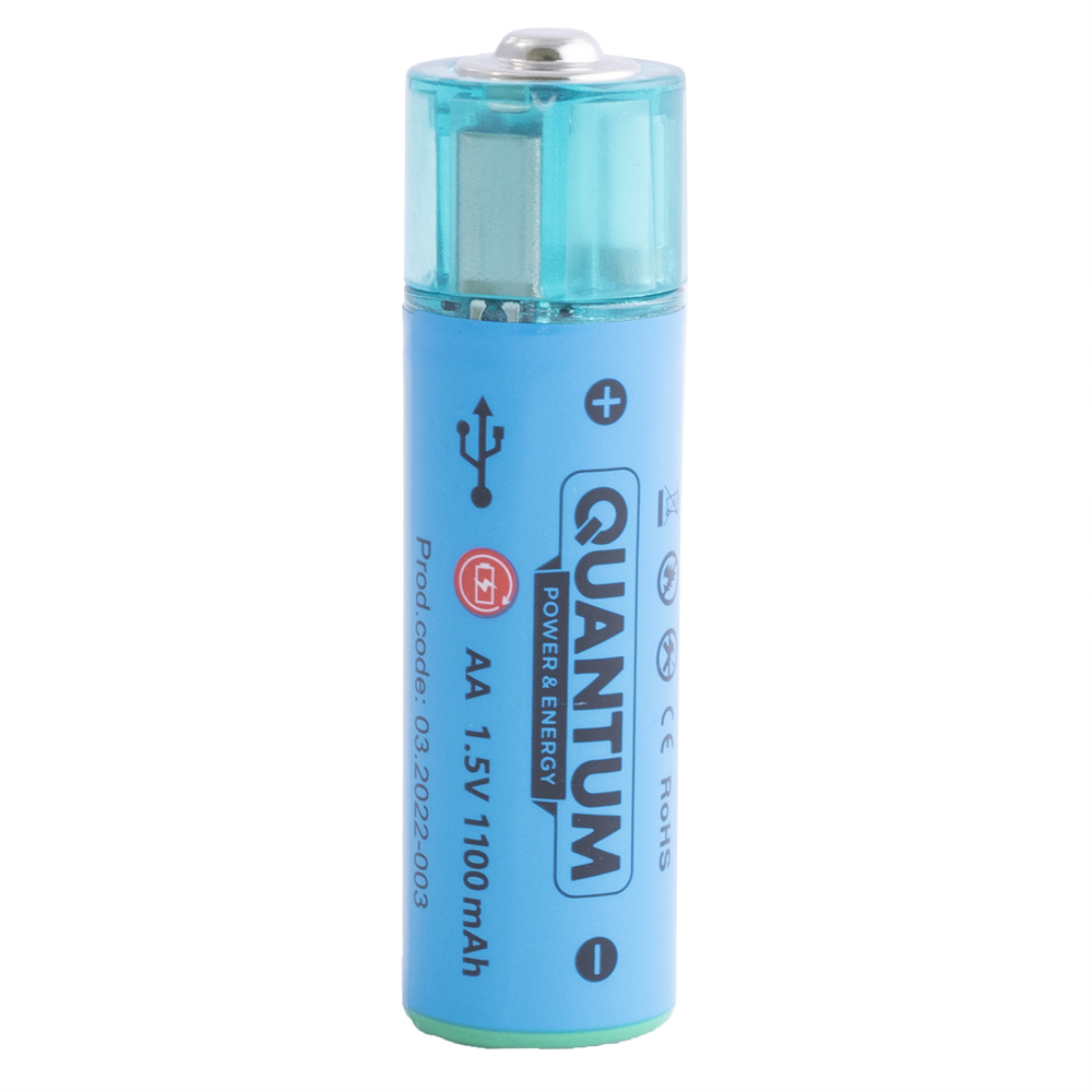 Аккумулятор USB Li-ion AA 1.5 V, 1100 mAh, Quantum