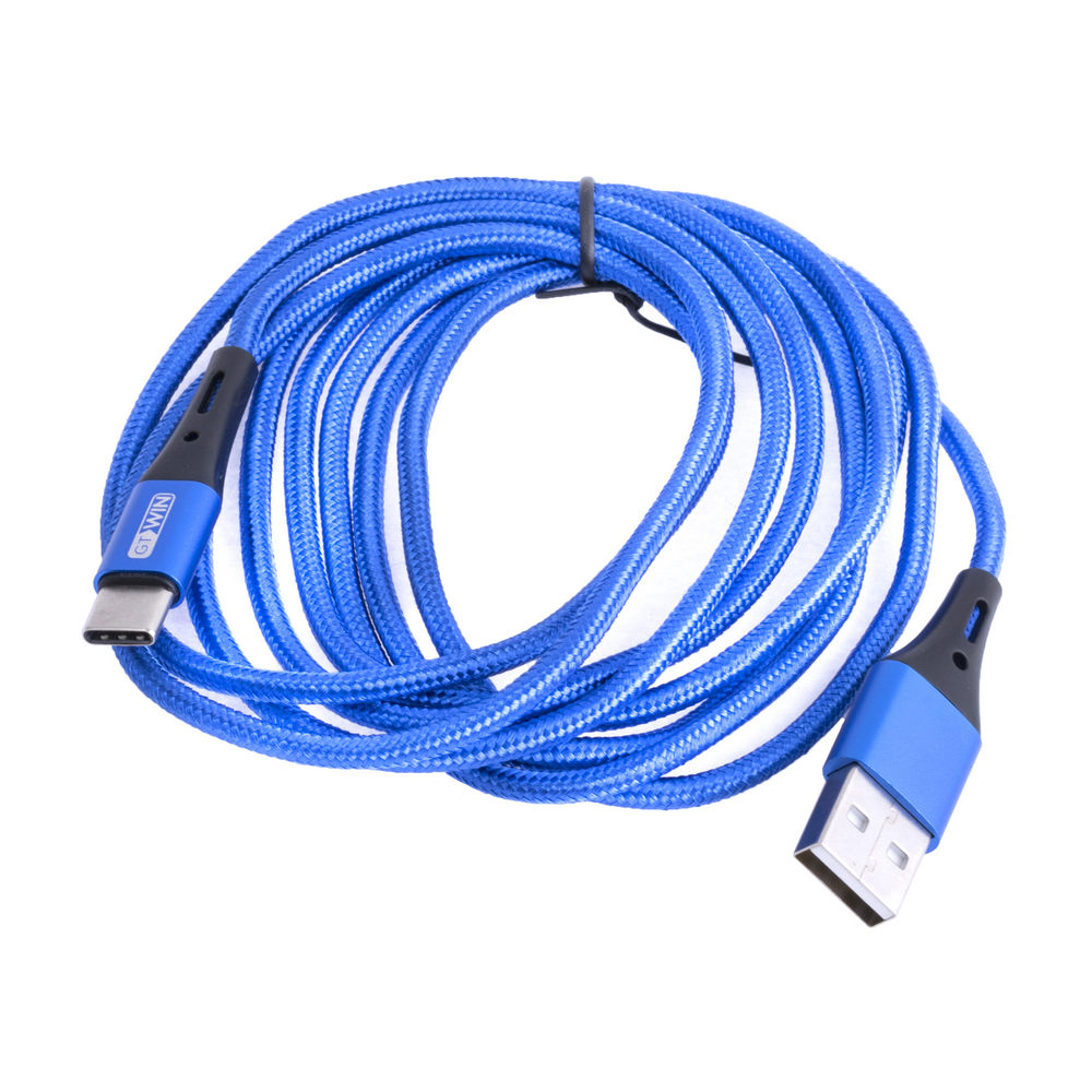 Кабель USB type C 3A, 2метра, синий