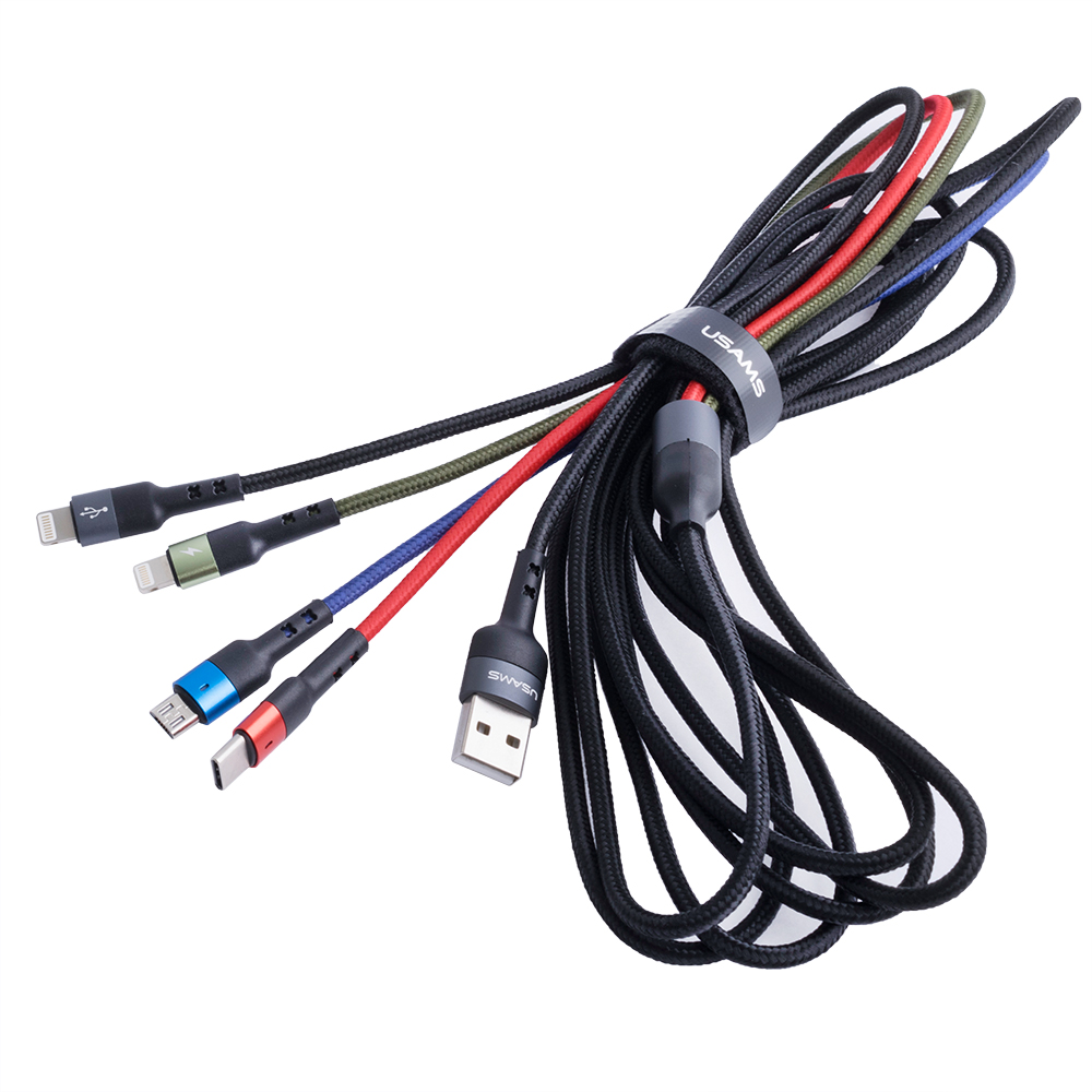 Кабель USB US-SJ413 U26 (USAMS) 4IN1 2A Charging & Data Cable (USAMS) 3м черный