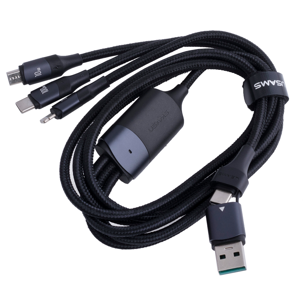 Кабель USB US-SJ511 U71 (USAMS) All in One Aluminum Alloy Fast Charging & Data Cable 100W (USAMS) 1.2м черный