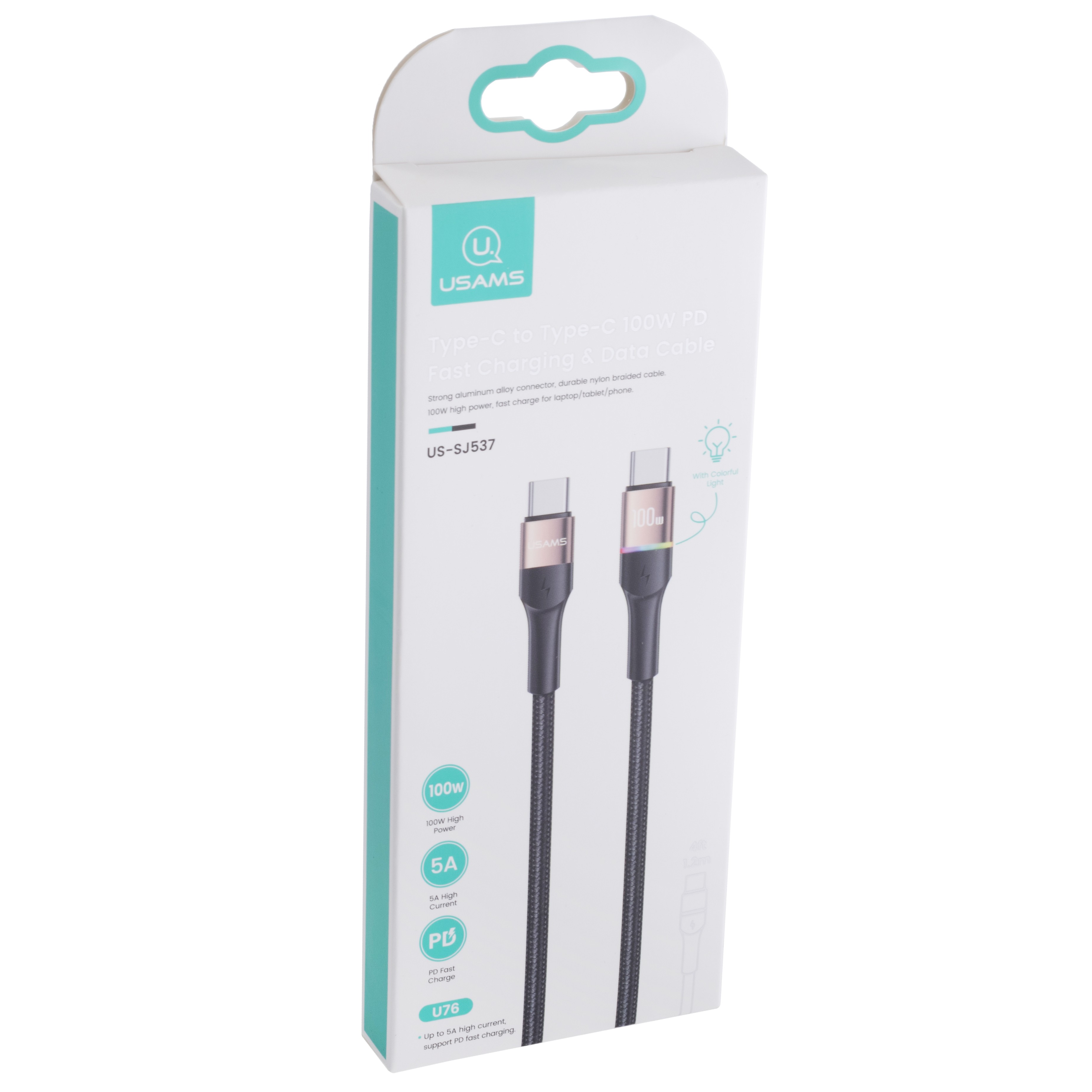 Кабель USB US-SJ537 U76 (USAMS) Type-C to Type-C 100W PD Fast Charging & Data Cable (USAMS) 1.2м золотистый