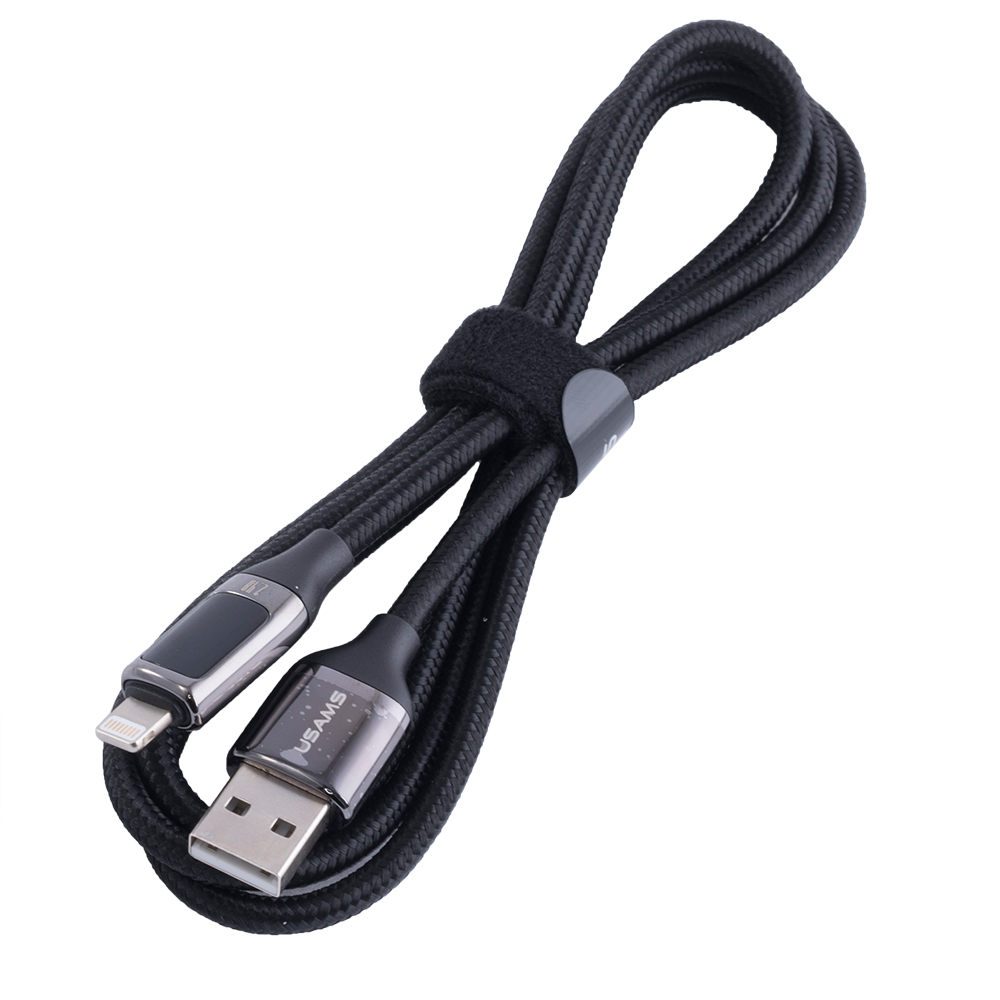 Кабель USB US-SJ543 U78 (USAMS) Lightning Digital Display Charging & Data Cable (USAMS) 1.2м черный
