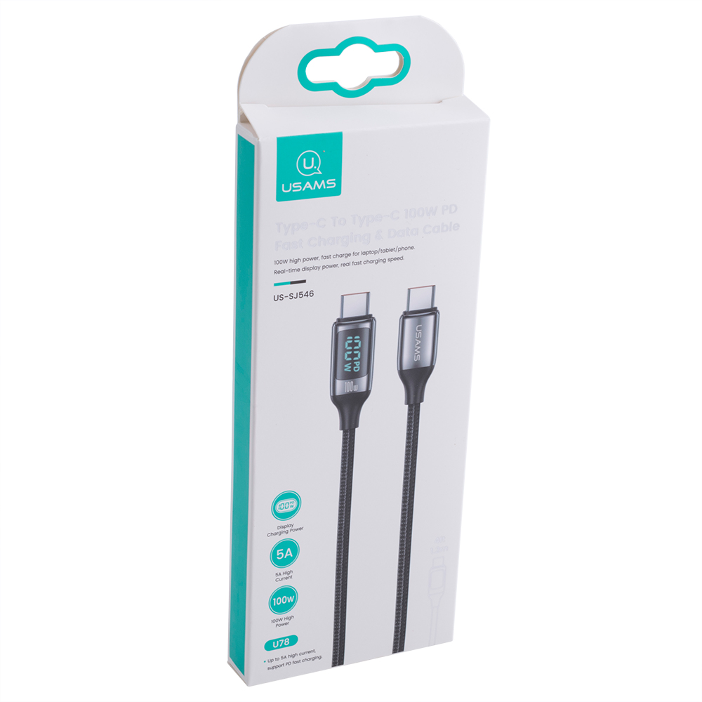 Кабель USB US-SJ546 U78 (USAMS) Type-C – Type-C 100W PD Fast Charging & Data Cable (USAMS) 1.2м черный