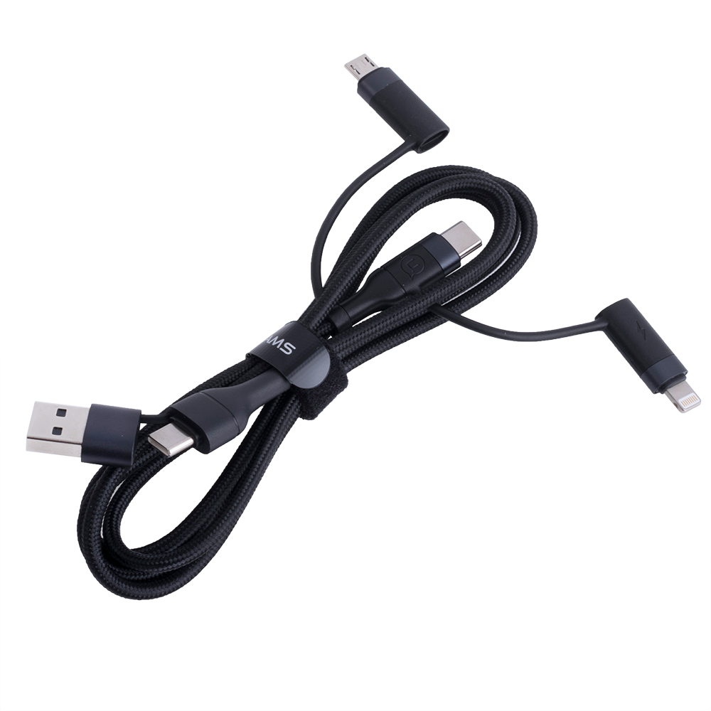 Кабель USB US-SJ547 U62 (USAMS) USB+Type-C To Type-C+Lightning+Micro PD Fast Charging & Data Cable (USAMS) 1.2м черный