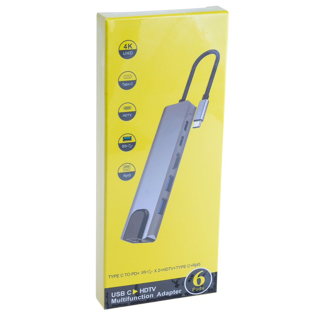 USB 3.0, type-С HUB 6в1 із RJ45