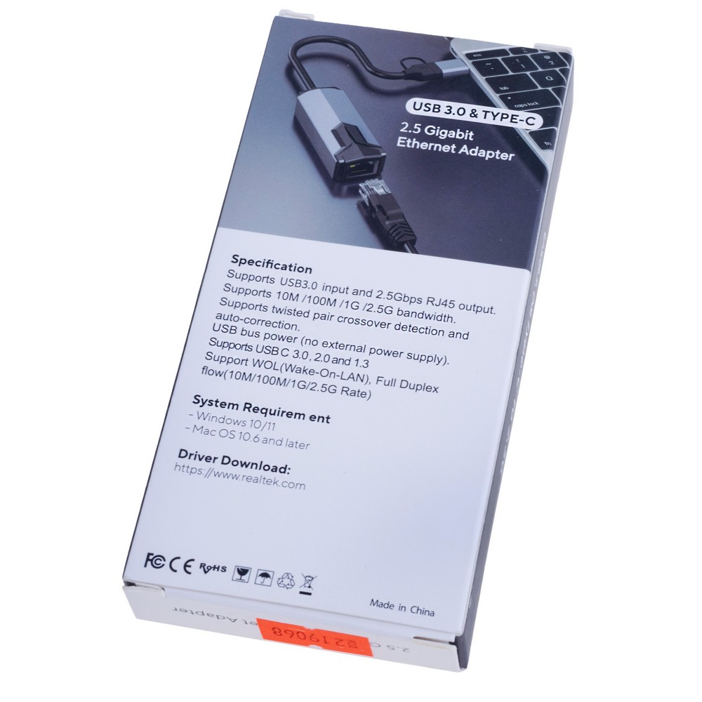 Adapter USB3.0/Type-C auf Ethernet port 2.5G Adapter USB3.0/Type-C auf Ethernet port 2.5G