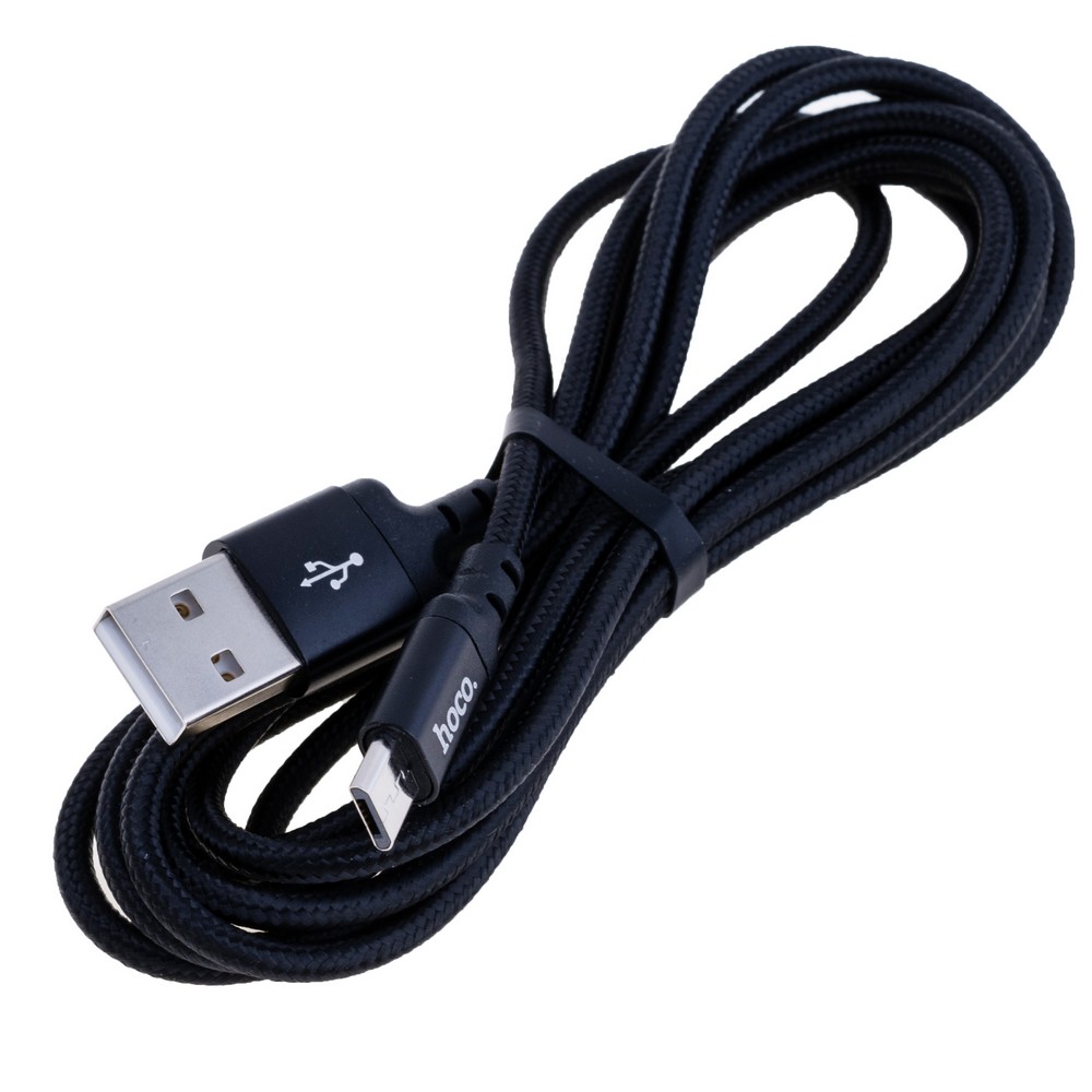 Кабель USB A plug - USB micro plug довжина 2m, чорний 2.4A Hoco (X14)