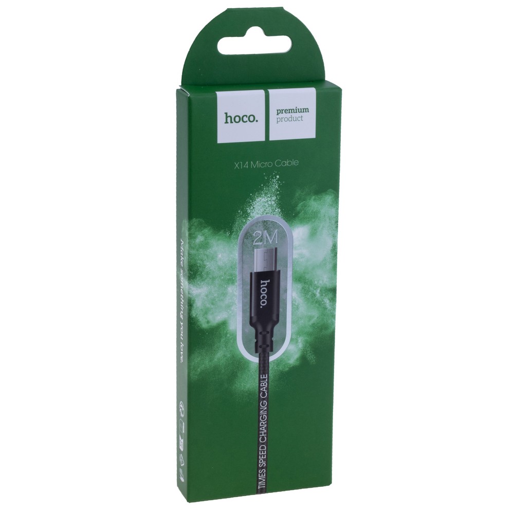 Кабель USB A plug - USB micro plug довжина 2m, чорний 2.4A Hoco (X14) Кабель USB A plug - USB micro plug довжина 2m, чорний 2.4A Hoco (X14)