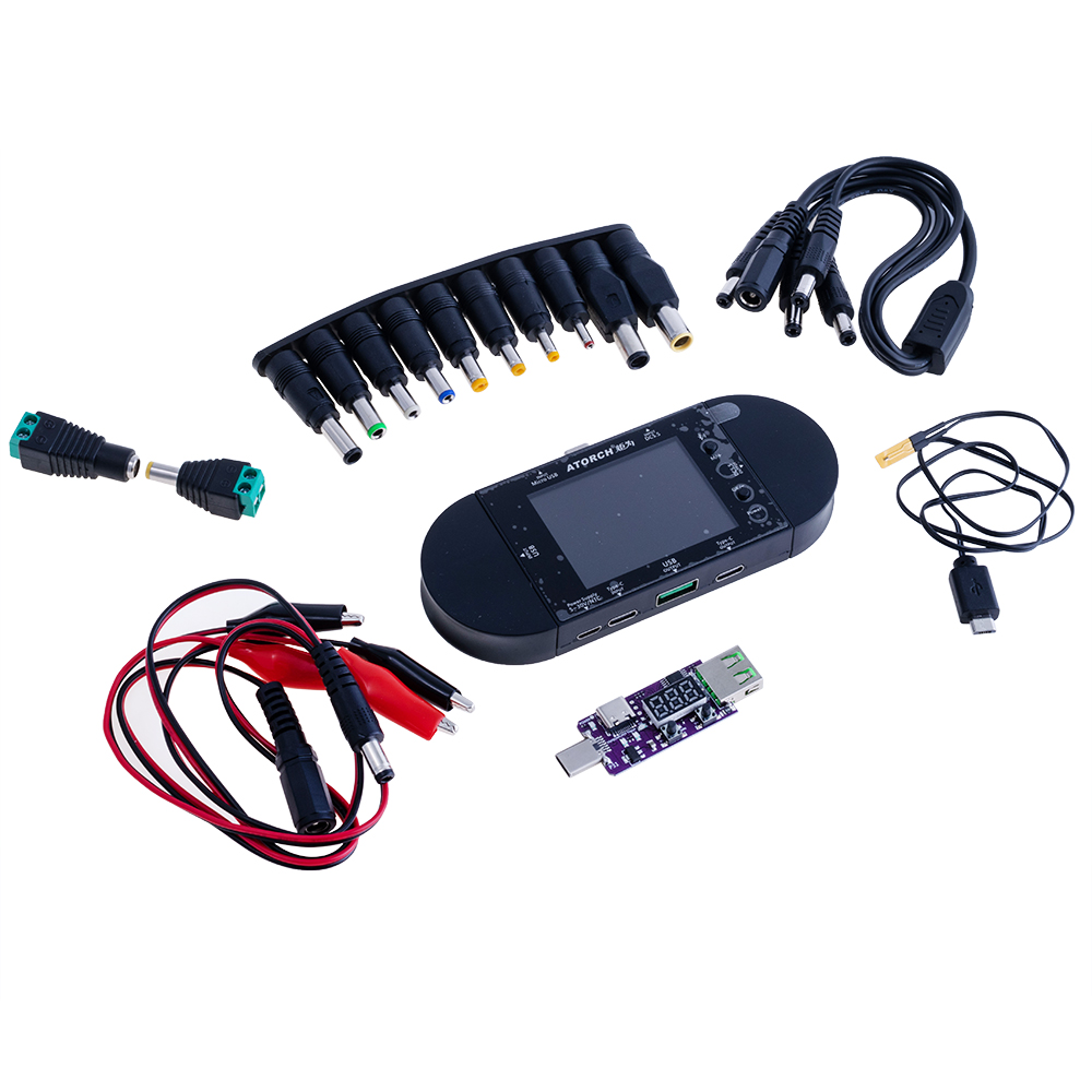 USB тестер UD24 (Atorch) + PD3.0 тригер + Темп.датчик + 16 DC роз'ємів/проводів USB тестер UD24 (Atorch) + PD3.0 тригер + Темп.датчик + 16 DC роз'ємів/проводів