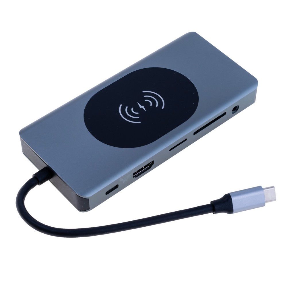 Dockingstation USB Type-C 13-in-1 mit PD, VGA, USB 3.0 und kabellosem Laden Dockingstation USB Type-C 13-in-1 mit PD, VGA, USB 3.0 und kabellosem Laden