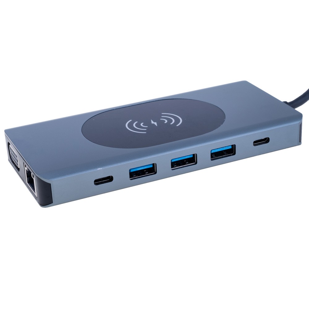 Dockingstation USB Type-C 13-in-1 mit PD, VGA, USB 3.0 und kabellosem Laden Dockingstation USB Type-C 13-in-1 mit PD, VGA, USB 3.0 und kabellosem Laden