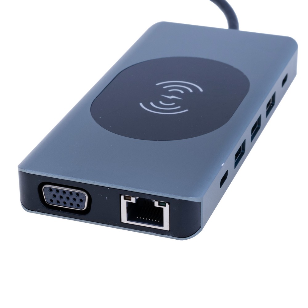 Dockingstation USB Type-C 13-in-1 mit PD, VGA, USB 3.0 und kabellosem Laden Dockingstation USB Type-C 13-in-1 mit PD, VGA, USB 3.0 und kabellosem Laden