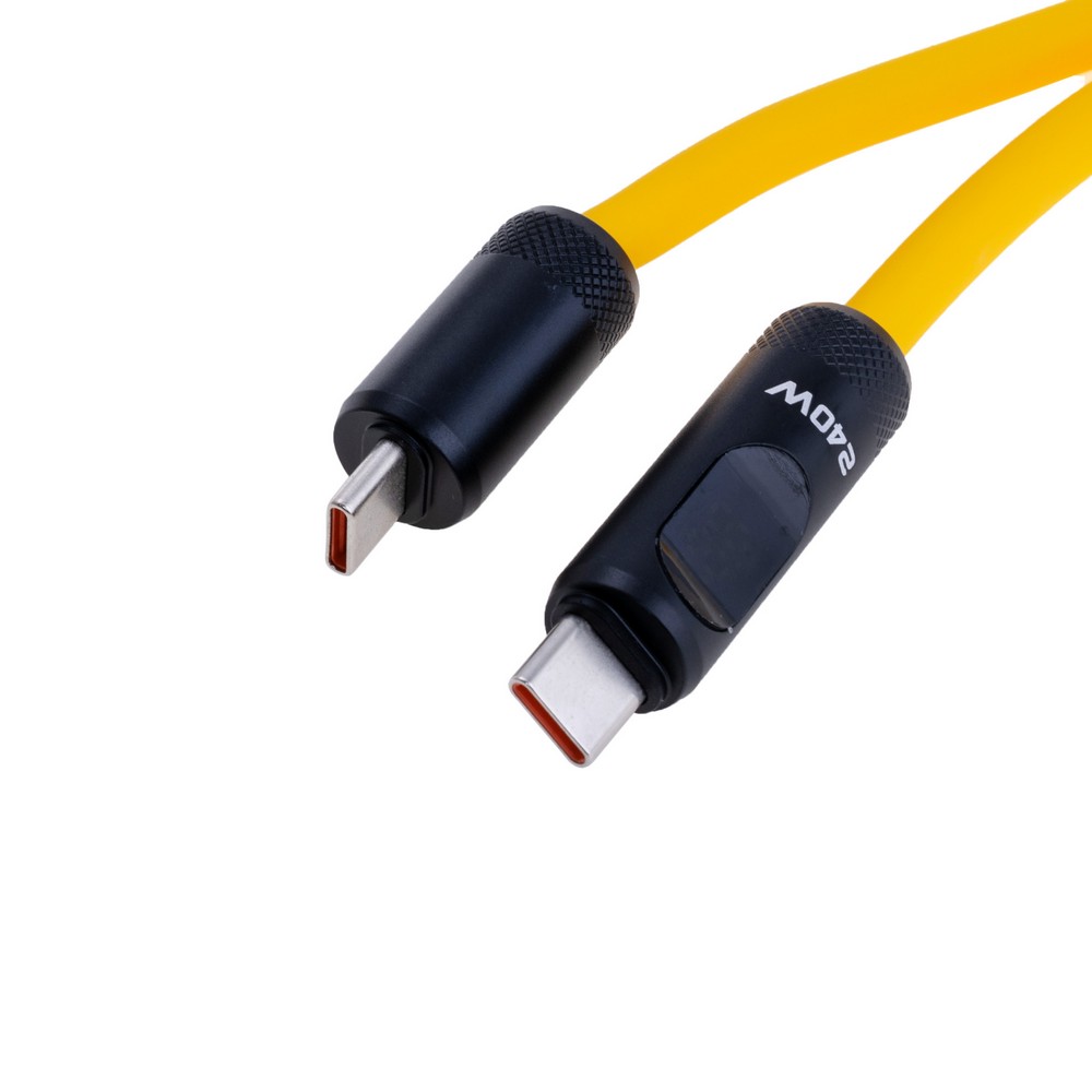 Провід жовтийз індикатором USB type-C male PD240W 1,5m