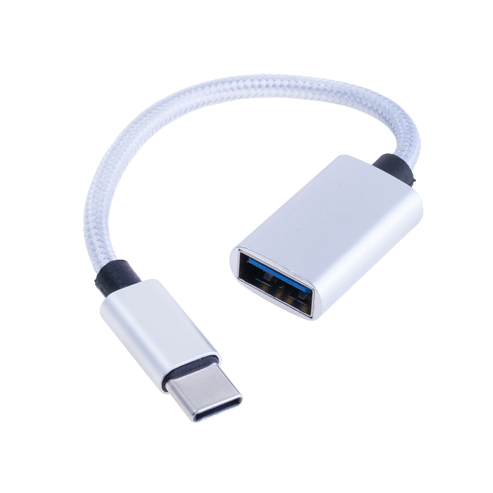 Кабель USB type-C на USB-A "мама" 15см белый